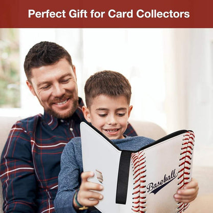 Trading Card Binder 400 Card Capacity, 50 Removable Sleeves (4 Pocket), Zipper Card Album Organizer for TCG Cards (Baseball) - color: Baseball