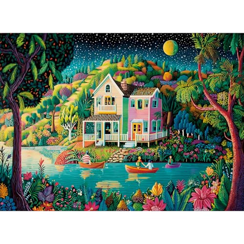 500 Piece Puzzles for Adults,Mountains Lake Cottage Jigsaw Puzzles | Nature Puzzle 500 Pieces for Teens Adults Seniors, Forest Valley Puzzle for Adults, Summer Vacation Puzzle Game Toy Gift - color: Forest Valley