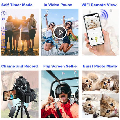 Acuvar 4K/6K Camcorder Video Camera – 64MP 60FPS Vlogging Camera for YouTube, WiFi, LED Light, Mic, 64GB SD Card – Live Stream Webcam - style: Essential Kit