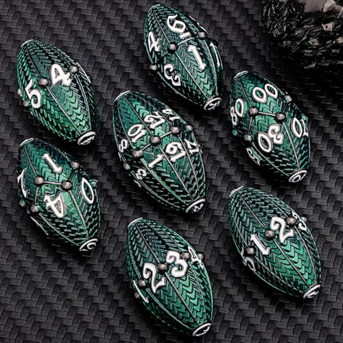 ARUOHHA DND Metal Dice Black Green Dragon Egg Dice with Rotating Dragon Egg Shell, Role Playing Game RPG Polyhedral D and D Dice Set D20 D12 D10 D8 D6 D4 - color: Black Green