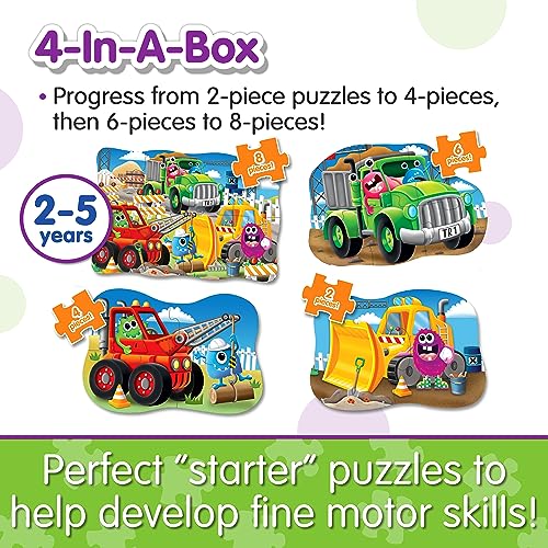 Learning Journey International LLC My First 4-in-A-Box Puzzle – Monster Truck – Educational Toddler Toys & Gifts for Boys & Girls Ages 2 and Up, Multi - style: Monster Trucks