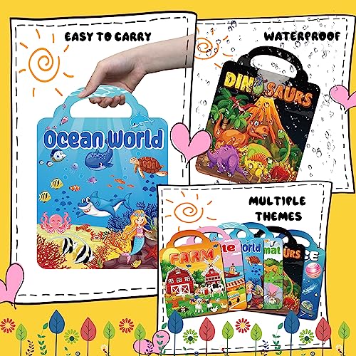 Kalysky 6Set Puffy Sticker Books for Kids 2-4, 3D Reusable Stickers Books for Toddlers 1-3 2-4,Farm+Animal+Dinosaurs+Ocean World+Space+Vehicle - color: 6 Set - Farm/Animal/Dinosaurs/Ocean/Space/Vehicle