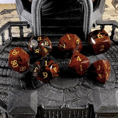 Unique Gemstone Dice Set 7PCS, Handmade Natural Stone Polyhedral DND Dice with Premium Gift Case for Board Game Lovers Birthday Gift - color: Zs-hh