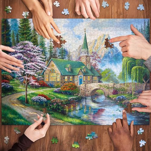 1000 Piece Jigsaw Puzzles for Adults,Beautiful Countryside Puzzle with 1:1 HD Poster, Precise Interlocking, Letter Markings on Back, Dust-Free, Stress Relief & Ideal Family Game Gift - color: Beautiful Countryside
