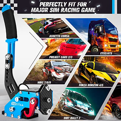 64 Bit USB Handbrake, Upgraded PC Sim Racing Games Handbrake for Logitech G25 G27 G29 G920 G923 Thrustmaster T500 T300