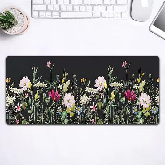 Gaming Mouse Pad Topographic Map Long Mousepad Large 31.5 X 11.8 Inch Desk Mat with Non-Slip Base Stitched Edge Keyboard Mat for Office Desk Pad (Flower-C) - color: Flower-c