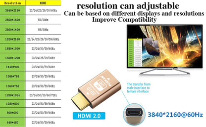 Pass-Through EDID Emulator for use with Video splitters, Switches and Extenders (fit-Headless) HDMI compatible-1280X720@59Hz