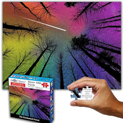 Think2Master Hard Impossible Challenging The Enchanted Forest 1000 Pieces Large Format Jigsaw Puzzle for 13+, Teens, Adults & Families. Beautiful Vibrant Gradient Artwork Size: 26.8” X 18.9” - style: Enchanted Forest