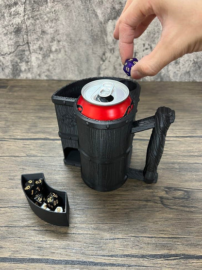MunnyGrubbers - Mug Dice Tower - No Paint Odorless Insulated Cup Can Dice Tower - (Random 7PCS D20 Dice Set Included) - Dice Jail - Dice Holder - Dungeons and Dragons - DND Gift - (Black) - color: Black