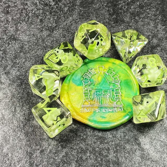 Sage's Portal Animal Familiars Resin DND Dice Set Polyhedral Dice Set for Dungeons and Dragons RPG Pathfinder Tabletop TTRPG (Baby Dragon) - color: Baby Dragon