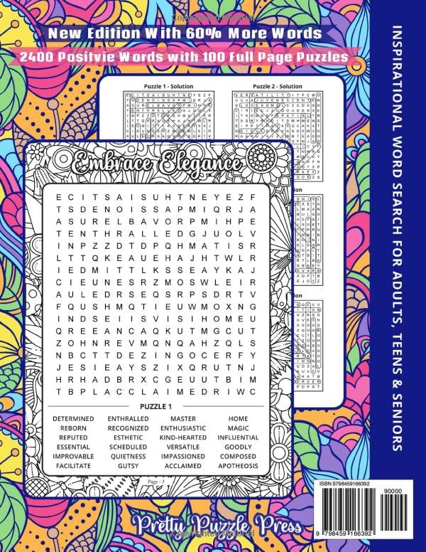 Inspirational Word Search for Adults, Teens & Seniors: Large Print Word Search Puzzle Book to Keep the Brain Active & Mind Relaxed with Positive, Uplifting & Good Vibes Words