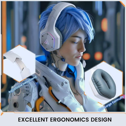 EKSA E1000WT Wireless Gaming Headset,2.4GHz USB Gaming Headphones with Microphone for PC, PS5, PS4, Nintendo Switch, 7.1 Surround Sound Headset, RGB Light, Ergonomic Design for Birthday Gift