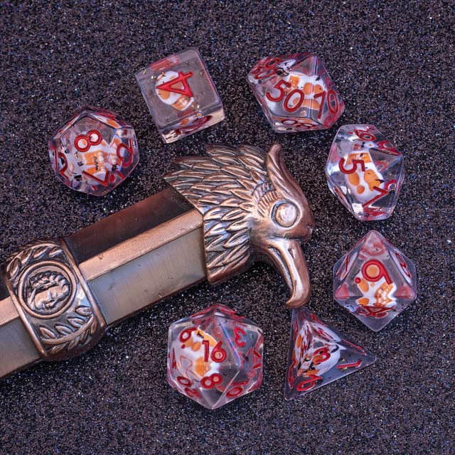 Sage's Portal Familiars and Reagents Resin DND Dice Set Polyhedral Dice Set for Dungeons and Dragons RPG Tabletop TTRPG (Animated Skull) - color: Animated Skull