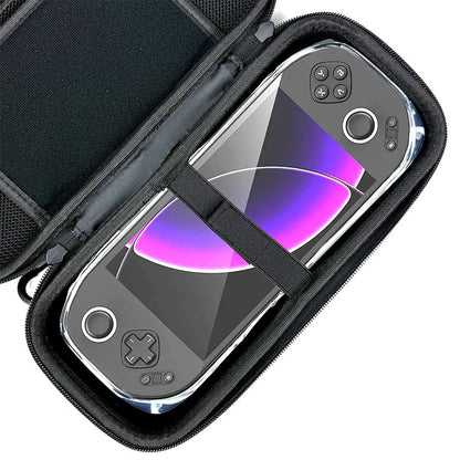 Tuvzylory Handheld Console Accessory Kit Compatible with MANGMI Pocket Max, EVA Hard Carrying Case + 2-Pack Tempered Glass Screen Protector