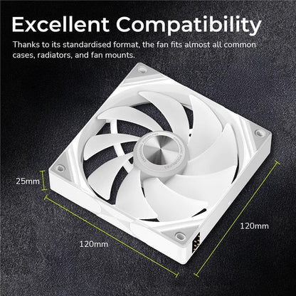 TRYX ROTA SL ARGB White 120mm Case Fan 3in1 Pogo-Pin Connection with Magnetic Cable Gen2 ARGB Light Quiet PC Case Fan - color: 3in1 White, size: Regular Fan
