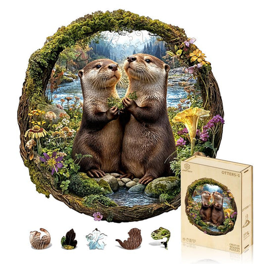 Jigfoxy Wooden Puzzles for Adults, Otter Couple Wood Puzzles Adult | Unique Animal-Shaped Wooden Jigsaw Puzzle, Christmas Birthday Gifts for Women, Men, Puzzle Lovers (L-12.9*13.4in-261pcs) - color: Otter, size: Large