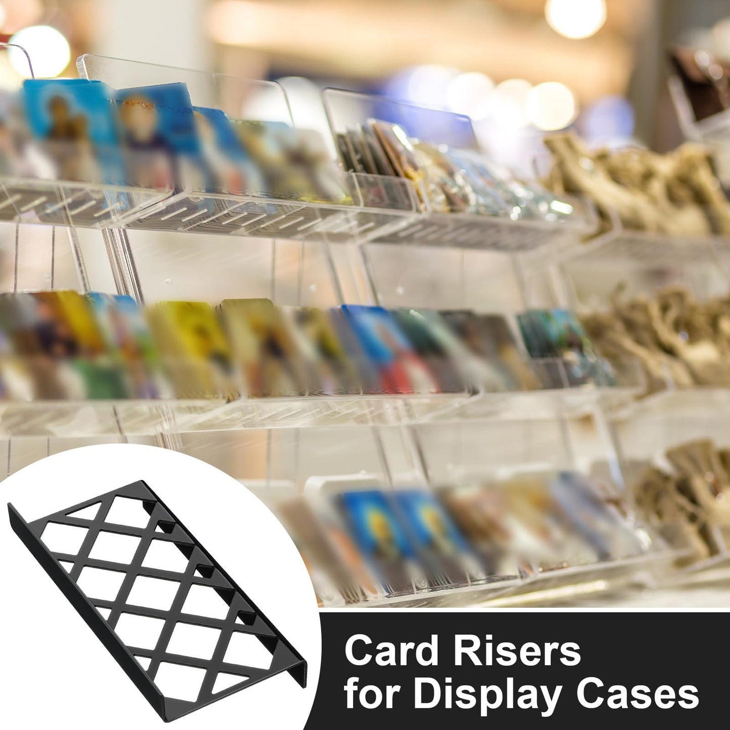 Yalikop 36 Pcs Trading Card Risers for Display Case,Hollow | Acrylic Modular Display Risers for Cardshow Vendor Sport Card Board Game - style: Hollow