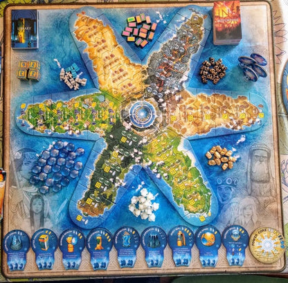 Atlantis Rising Playmat – Stitched Neoprene Board Game Mat for Atlantis Rising 2nd Edition | Flooded Island Artwork, Resource Areas & Immersive Table Presence