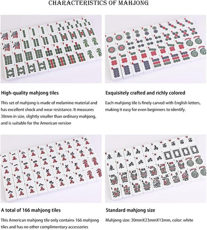 American Mahjong Game Set, Portable Carrying Bag,Acrylic 160 Tiles,Western Mahjong Tiles Set,Complete Ma Jong Set (Ivory) - color: Ivory