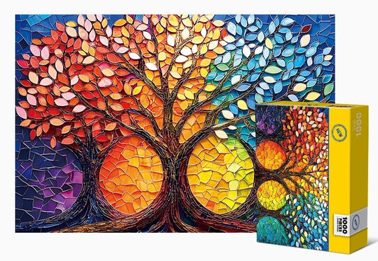 Tree of Life Puzzles for Adults 1000 Pieces, Impossible Hard Difficult Challenging Puzzles for Adults, Colorful Mosaic Tree of Life Jigsaw Puzzle 1000 Pieces - color: Tree of Life