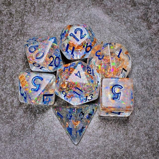Sage’s Portal Cantrips DND Dice Set - Round Edge Resin 7-PC Polyhedral DND Dice Set for Dungeons and Dragons D&D RPG Tabletop TTRPG (Glitter Copper) - color: Glitter Copper