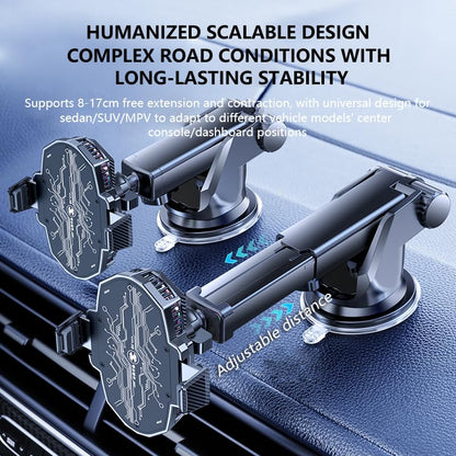 Car Cell Phone Holder Mount with Dual Semiconductor Cooling Fan, Scalable Cell Phone Cooler Car Stand Radiator with Light