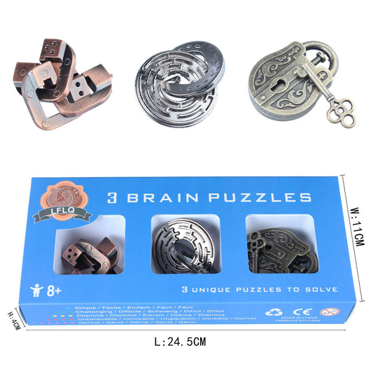 Brain Teaser Puzzle for Adults Puzzles Metal Hole Lock Adult Educational Toy Jigsaw IQ Puzzle (Blue) - color: Blue