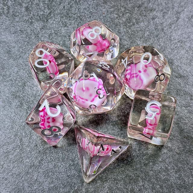 Sage's Portal Familiars and Reagents Resin DND Dice Set Polyhedral Dice Set for Dungeons and Dragons RPG Tabletop TTRPG (Kitty Treats) - color: Kitty Treats