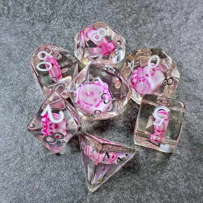 Sage's Portal Familiars and Reagents Resin DND Dice Set Polyhedral Dice Set for Dungeons and Dragons RPG Tabletop TTRPG (Kitty Treats) - color: Kitty Treats