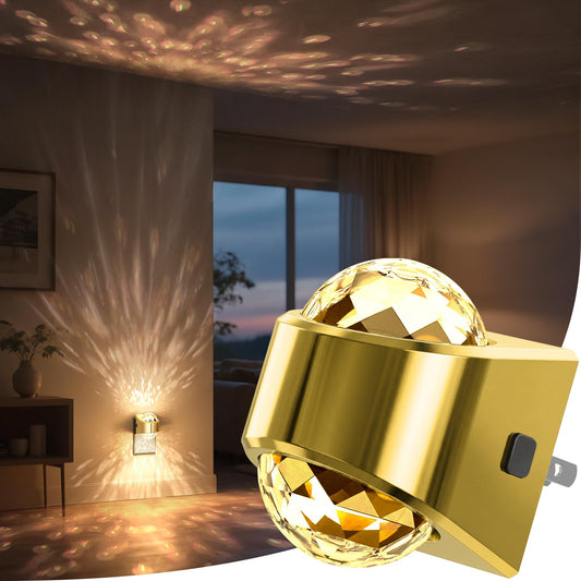 Briignite Night Light, Gold Night Lights Plug into Wall, LED Projector | Night Light, Soft White for Bedroom, Dimmable Brightness Dusk to Dawn Nightlight for Kids, Bathroom, Gaming Room, Home Decor - color: Gold