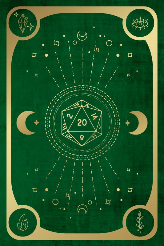 DND Character Journal and Campaign/Session 6x9 inch Notebook, Green & Gold Book of Magic Cover