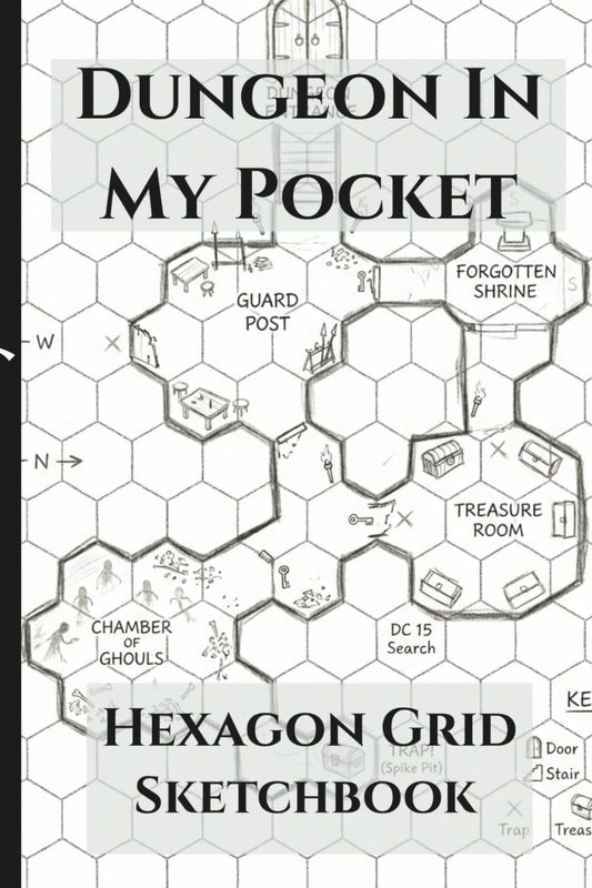 Dungeon In My Pocket Hexagon Grid Sketchbook: 4x6 Hex Paper for Campaign Planning, World Building & RPG Games: Portable Map Making Book for DM's, War ... Role Playing, Table Top Fantasy Notebook