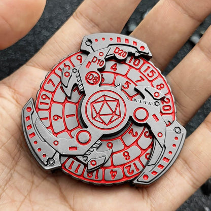 7-in-1 DND Dice Set, Rotate Metal Rotate Dungeons and Dragons DND Compass Dice, Cool RPG Role Playing Table Game Dice（Sliver Black） - color: Mechanical-black Red