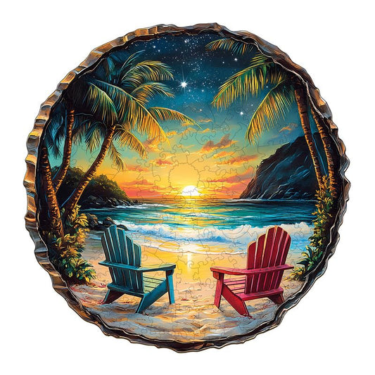 Jigfoxy Wooden Puzzle for Adults, Sunset Beach Wood Puzzles Adult | Unique Animal-Shaped Wooden Jigsaw Puzzle, Christmas Birthday Gifts for Women, Men, Puzzle Lovers (M-11.4*11.3in-200pcs) - color: Sunset Beach, size: Medium