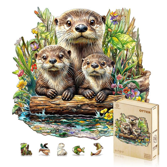 Jigfoxy Wooden Puzzles for Adults, Otter Wood Puzzles Adult | Unique Animal-Shaped Wooden Jigsaw Puzzle, Christmas Birthday Gifts for Women, Men, Puzzle Lovers (M-11.4*10.9in-200pcs) - color: Otter, size: Medium