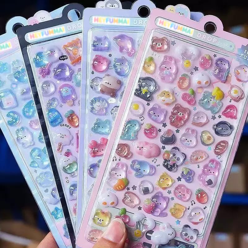 3D Cute Mini Puffy Stickers,6 Sheets 300+Kawaii Air Decorative Stickers HEYFUMMAI for Phone Case Or DIY Planners Notebooks Scrapbooks Handbooks Decoration ﻿ - style: 6PCS Stickers