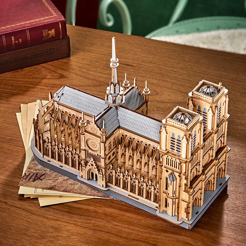 Rowood 3D Puzzles for Adults,Wooden Architecture DIY Model Kit Building Set for Adults, Notre-Dame de Paris Cathedral and Castle Collection,Birthday for Women Friends - style: Paris Cathedral