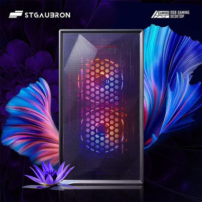 STGAubron Gaming PC Desktop Computer, Intel Core i5 up to 3.7GHz, GeForce RTX 2060 6G, 16G RAM, 512G SSD, WiFi 6, BT 5.0, RGB Fan x2, Windows 11 Home