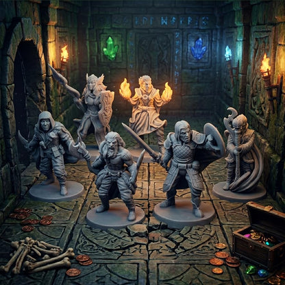 12 Pcs Unpainted Fantasy RPG Miniatures Set, 28mm Scale Resin Miniature for Wargaming and Board Games, 1-Inch Base, 12 Different Classes