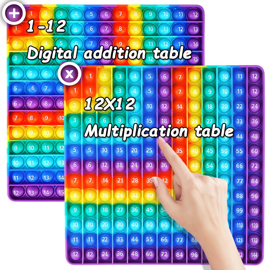 Multiplication Game Table pop and Digital Addition Tables 12x12 Multiplication Table Math Toys, Yadisheng Rainbow Dimple Toys Math Operations it Multiplication Chart Board - size: 20cm Right Angle Rainbow