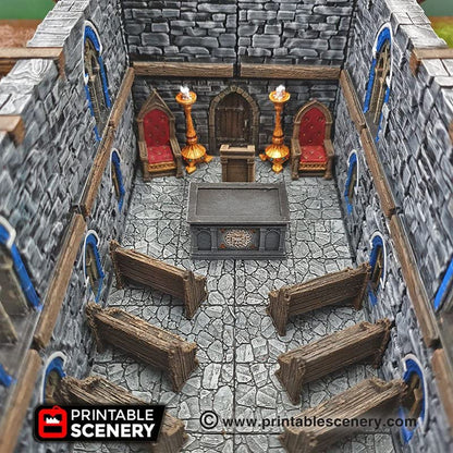 EnderToys Chapel Chattels by Printable Scenery, 3D Printed Tabletop RPG Scenery and Wargame Terrain 28mm Miniatures