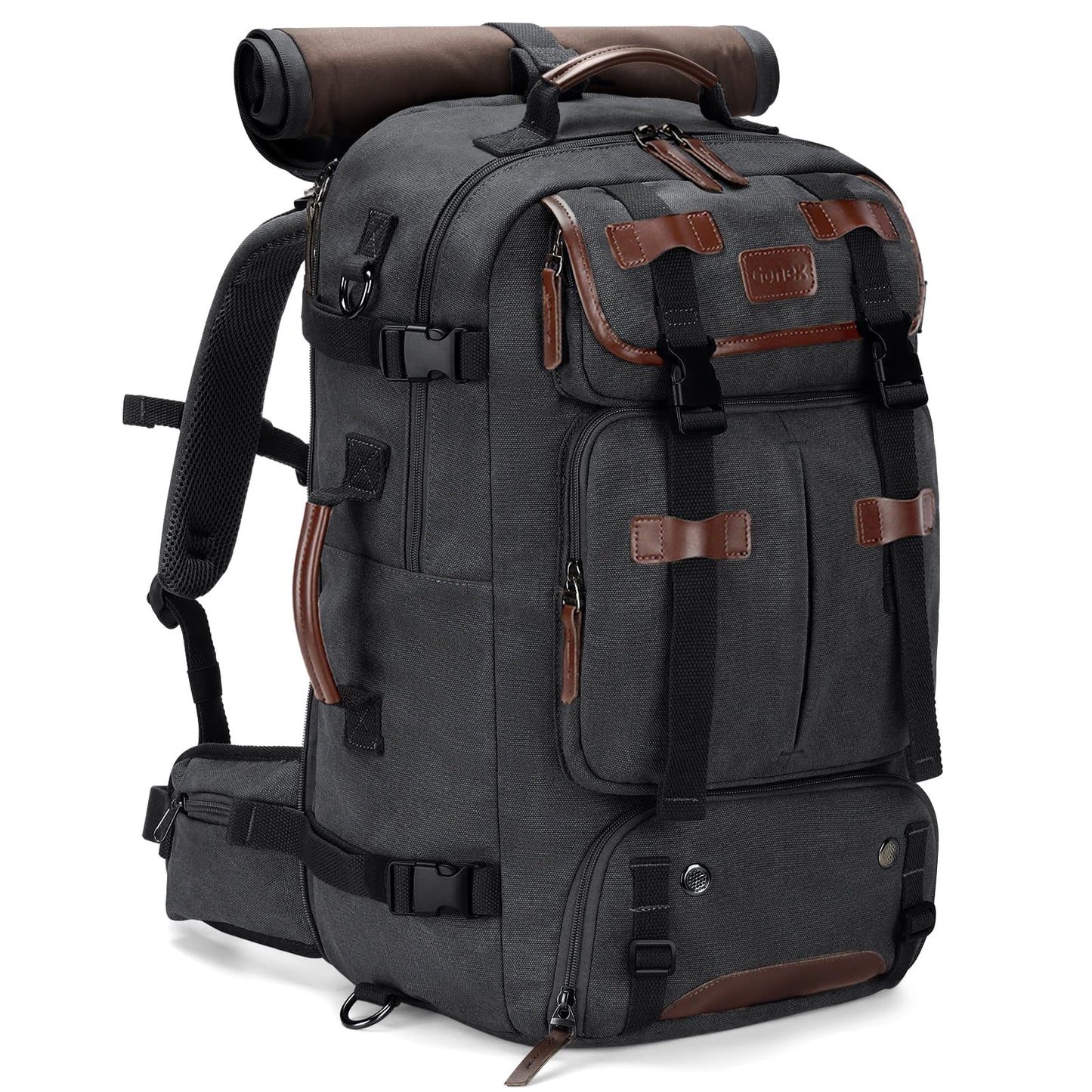 Gonex 40L Convertible Laptop Backpack, Airline Approved | 3-in-1 carry, Thick canvas, Shoe compartment, Hidden straps, Travel & Work Use - color: Dark Gray