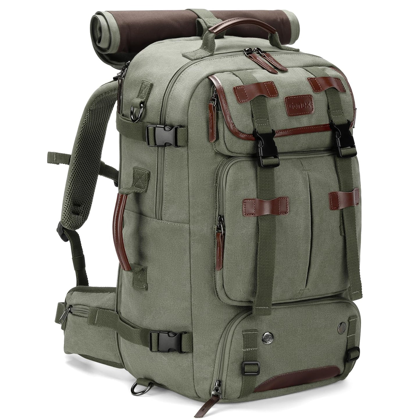 Gonex 40L Convertible Laptop Backpack, Airline Approved | 3-in-1 carry, Thick canvas, Shoe compartment, Hidden straps, Travel & Work Use - color: Green