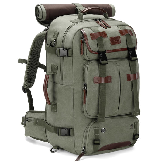 Gonex 40L Convertible Laptop Backpack, Airline Approved | 3-in-1 carry, Thick canvas, Shoe compartment, Hidden straps, Travel & Work Use - color: Green