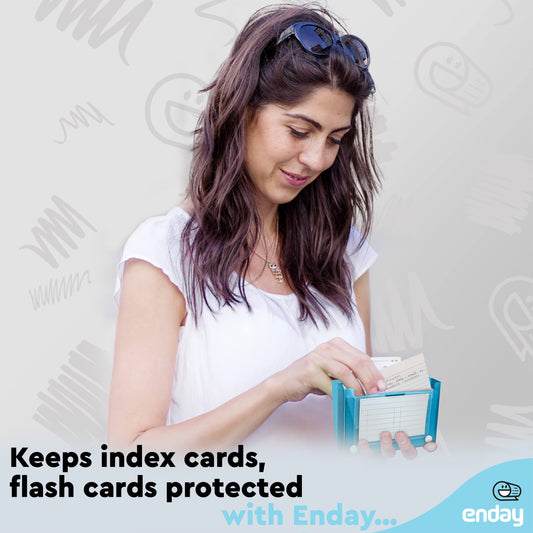 Enday Index Card Holder 3x5, Blue Index Card Case with 5 Tab Dividers, Index Card Organizer, Flash Card Holder, Holds 100 Cards - color: BLUE, size: 1