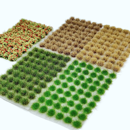 270 Pcs Static Grass & Miniature Flower Clusters Kit for Model Railway Scenery, Train Layouts, Diorama Bases, Wargaming and DIY Miniature Landscapes
