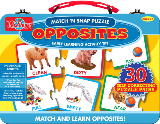 Bendon TS Shure Opposites 30-Piece Matching Puzzle with Tin Storage Case Pre-School Kindergarten Learning 51467 - style: Opposites Puzzle Pair