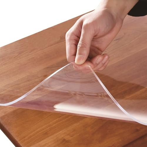 14x24 Inch Transparent Plastic Desk Cover Protector 1.5mm Thick PVC Table Pad Desk Protector Vinyl Desk Mats on Top of Writing Desk Vinyl Side Table Protector Easy Clean Anti-scratch Non-slip - size: 14"x24"