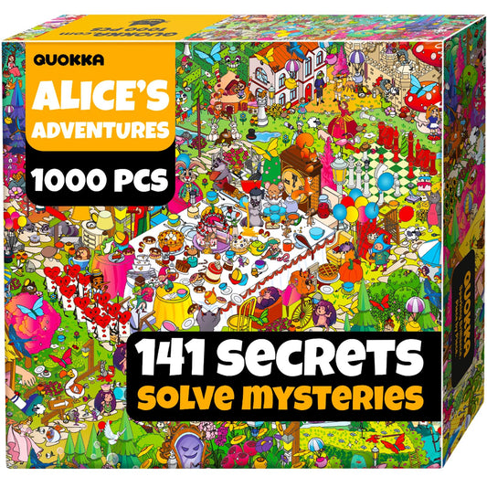 QUOKKA 1000 Piece Jigsaw Puzzle for Adults Alice in Wonderland – Puzzles for Adults 1000 Pieces Premium Box Packaging - Extra Fun Hidden Secrets & Audio Story – Perfect Relaxation Creativity Gift - color: Alice
